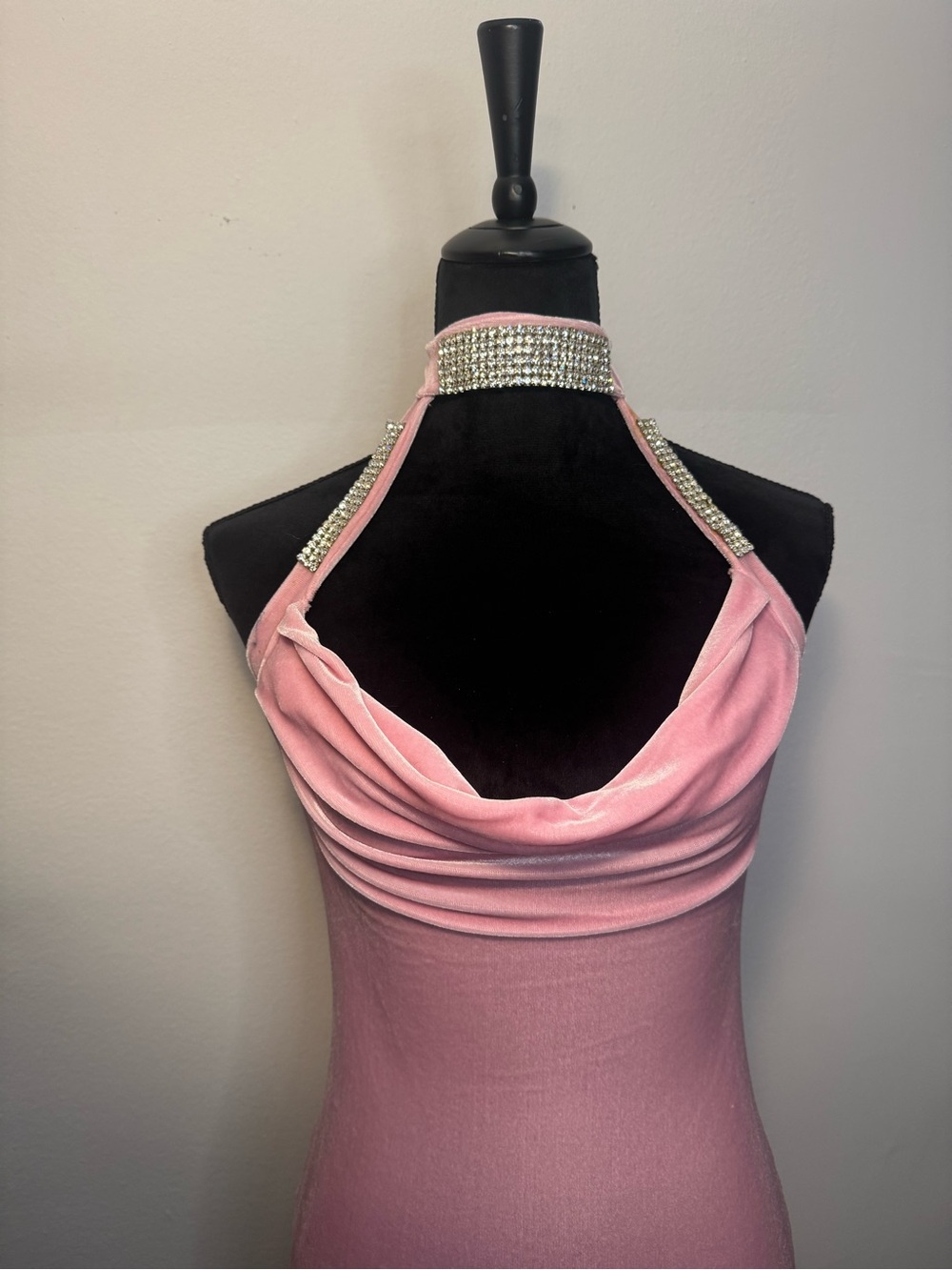 Pink Halter Mini Dress with Jewel Choker - Picture 3 of 6